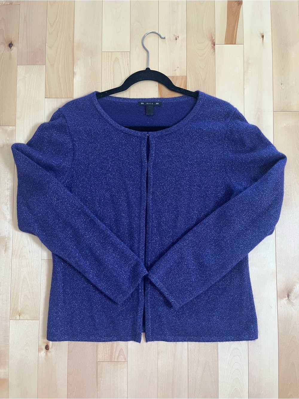 Baja 100% Cashmere Purple Shimmer Crewneck Cardigan - Size Large